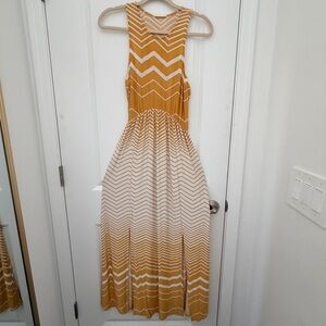 Entro - Anthropologie | Sleeveless Mustard Chevron Maxi Dress